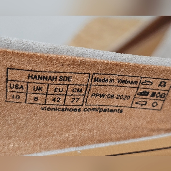 NWOT  VIONIC  Hannah Suede Leather Ballet Taupe Gray Ortho Arch Support Flats 10 - Picture 7 of 9